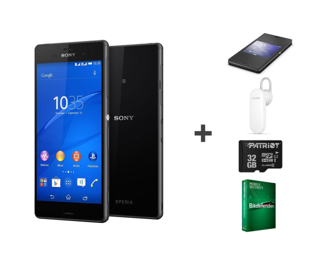 Sony Xperia Z3 DS czarny + 32GB + BT + etui + antywirus - 287114 - zdjęcie